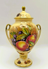 Vintage Aynsley  Urn with Lid and Two Handles in Gold Orchard Design, 15cm