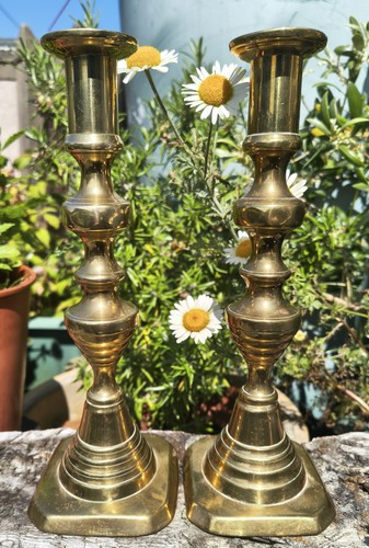Pair victorian solid brass - pair,