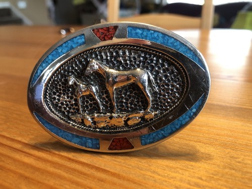 Two horses belt buckle - two,
