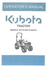 Kubota Tractor B1710 B2110 & B2410 Operators Manual