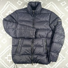 Michael Kors Womens Duckdown Feather Quilted Puffer Coat Size Medium Navy Blue