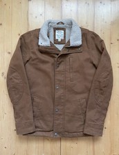 Fat Face Sherpa Borg Lined Canvas Jacket Coat Chestnut Brown Men’s Size Small