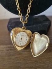 Vintage TORQ Quartz Watch Pendant Necklace Gold Tone