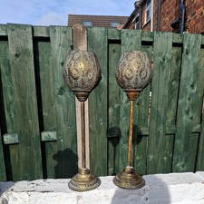 Very tall  stem  Wine Glass  style Vintage Candle Holder- Pair 46.5 cm tall