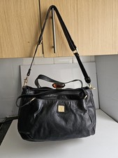 OUSHKA DESIGNER WOMENS BLACK LEATHER X LARGE SHOULDER CROSSBODY SATCHEL HANDBAG