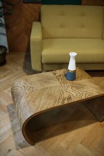 Curve Coffee Table With Oak Veneer  Modern Handmade New 