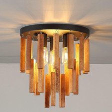 Ceiling Lights Living Room,Rustic Retro Solid Wood Ceiling Lights for Bedroom De