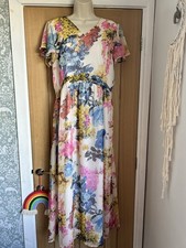 Beautiful Chiffon Feel Floral Maxi dress Cotton Traders S16