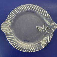 Soga Japan Fish Shaped Glass Serving Dish Textured Glass 30 Cm