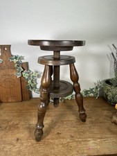 Vintage Adjustable Artist/Potters Stool - Vintage Dark Wooden Stool Aged