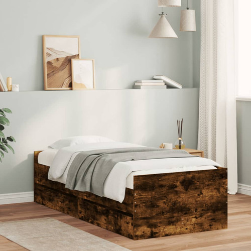 Bed frame smoked - smoked, solid