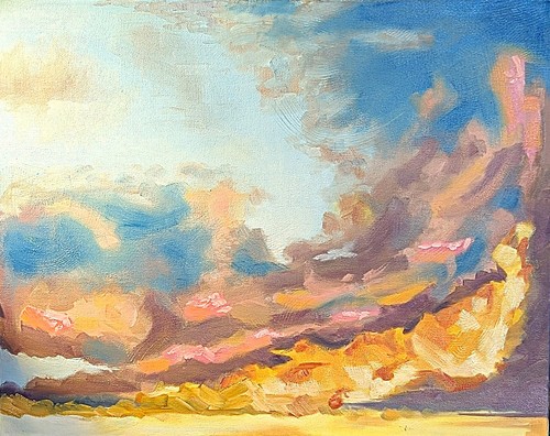 Abstract sunset oil - oil, painting