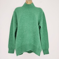 NEW Ex Wallis 8-22 Ribbed Mock Neck Super Soft Oversized Knitted Green Jumper