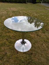 Round glass top dining table 80 cm