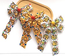 ? Children in Need Hair Bows – Pudsey Day – Handmade –Elastic or Clip Long Tail