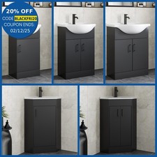Bathroom Cloakroom Vanity Unit Basin Sink Freestanding Soft Close Modern Black