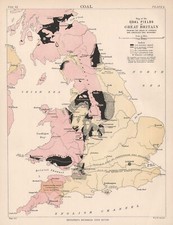 GREAT BRITAIN COALFIELDS. showing exposed & concealed coal measures 1898 map