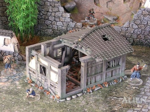 28mm samurai ruined hut - ruined, 3d