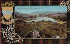 Loch Achray And Loch Vennacher  Hunting Stewart Tartan Perthshire Postcard c1921