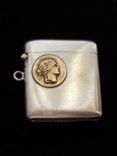 Nice Victorian Silver Plated Vesta Case With Applied Queen Victoria Young Head