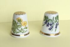 2 x Spode Bone China Thimbles: Flower of the Year:1986 Buttercup & 1987 Bluebell