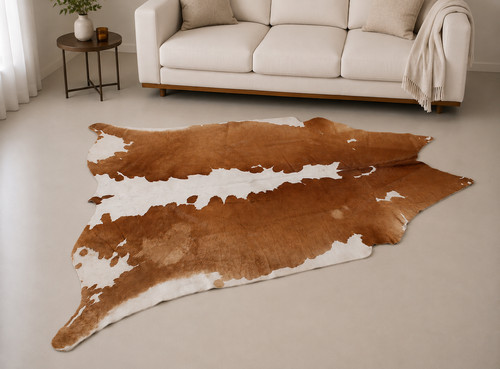 Genuine brown white cowhide - genuine,