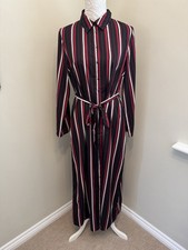 New Simply Be Women's Black/Red Striped Maxi Shirt Dress, UK Size 12