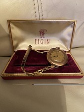 Vintage Elgin 15 Jewel Gold Pocket Watch Wristwatch USA With Case Untested