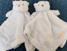 2 X Blankets & Beyond Blue Teddy Bear Comforter Blankie Security Blanket Doudou 