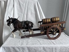 Vintage Huge Porcelain Ceramic Horse Pulling Large Beer Barrel WagoonCollectible