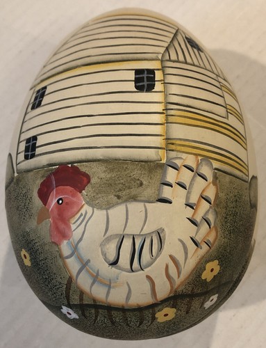 Hand painted clay egg - clay, shaped