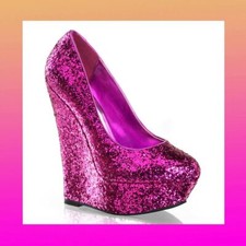 HOT PINK GLITTER WEDGES