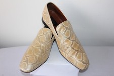 Donald J Pliner PAZANO Mens Beige Leather Snake Print Loafers US9.5 / UK 8.5