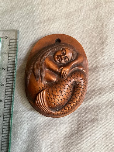 Hand carved boxwood mermaid - hand-carved,
