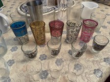 Moroccan Tea Glasses 3.5" high, various colours ... never used/ assorted glasses