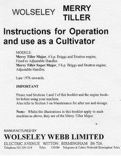 Merry Tiller Rotovator Manual