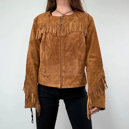 Western fringe suede jacket - western,