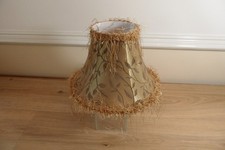 Vintage Lamp Shade With Fringed & Beaded Decoration - Gold Colour