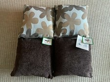 SCS Chenille Sofa 4 Brown Blue Floral Scatter Sofa Cushions Matching Reversible 