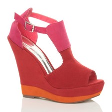 WOMENS LADIES HIGH WEDGE HEEL