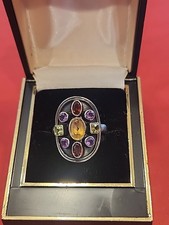 Nicky Butler Sterling Multi-Gem Ring – Peridot, Amethyst, Garnet Citrine Sz 7.75