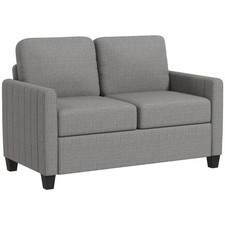 HOMCOM Modern 2 Seater Sofa with Spring Cushion, Back Pillow, Grey