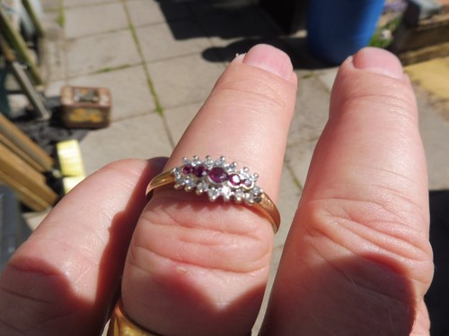 9ct gold vintage diamond - , &