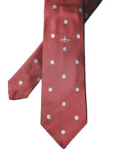  VIVIENNE WESTWOOD Men's Burgundy Polka Dot Orb 100% Silk Tie