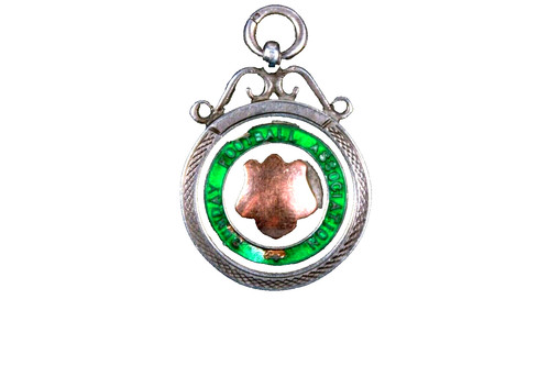 Football fob silver enamel - football,
