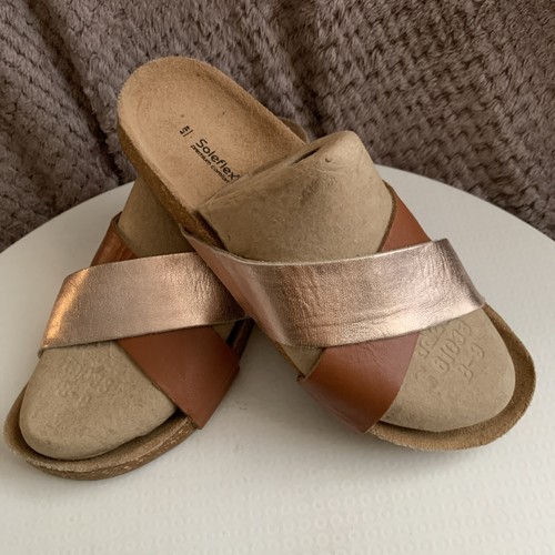 Ladies flat leather mule - leather,