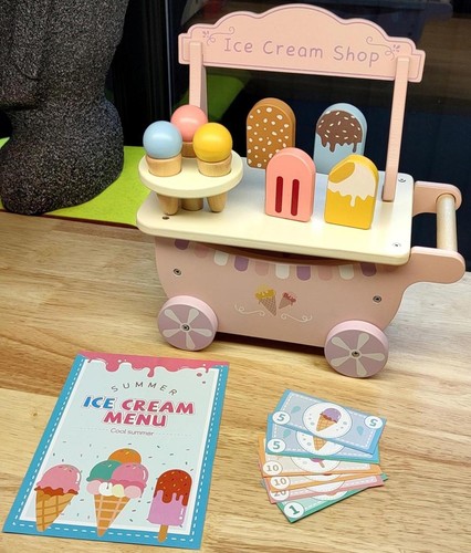 Wooden ice cream truck cart - ice,