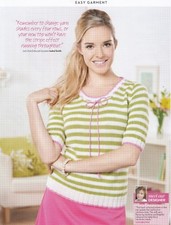 ROOSTER ALMERINO DK LADIES ELBOW LENGTH SLEEVE STRIPED TOP KNITTING PATTERN