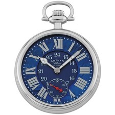 Gotham Men's Stainless Steel Open Face 17 Jewel Mechanical Pocket Watch