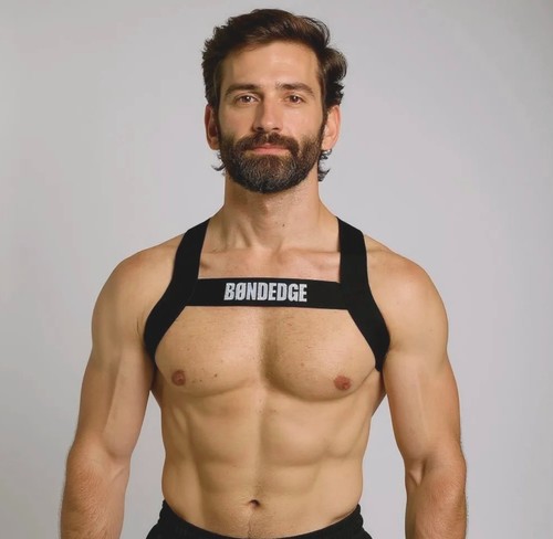 Men black body harness chest - black,
